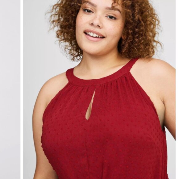 Torrid Mini Clip Dot Chiffon Halter Keyhole Dress -Size 5 - NWT - Picture 5 of 12